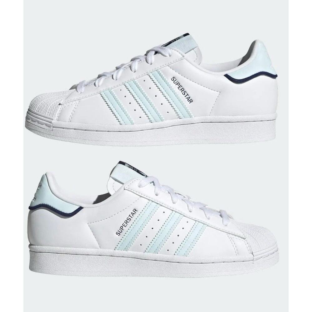 Adidas Originals Superstar Women Casual Shoes White / Almost Blue 4Y 5.5W - Picture 2 of 3